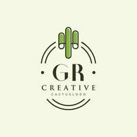 gr eerste brief groen cactus logo vector