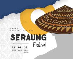 traditioneel hoed seraung festival poster hand- getrokken illustratie ontwerp inspiratie vector