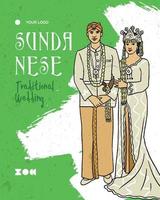 Indonesië traditioneel bruiloft evenement banier Sundanees versie hand- getrokken illustratie inspiratie vector