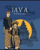 Javaans bruiloft evenement banier illustratie met traditioneel tintje hand- getrokken illustratie vector