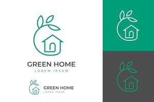 eerste brief g voor natuur groen huis logo ontwerp lijn kunst stijl vector symbool icoon ontwerp met blad cirkel huis concept, eco vriendelijk huis logo ontwerp