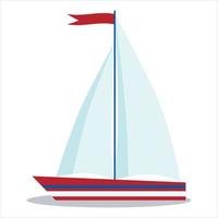 icoon van blauw en rood zeilboot met twee zeilen geïsoleerd Aan wit achtergrond. vector