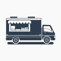 bewerkbare geïsoleerd kant visie mobiel voedsel vrachtauto vector illustratie in vlak monochroom stijl voor voertuig of voedsel en drinken bedrijf verwant ontwerp