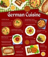 Duitse keuken restaurant menu bladzijde sjabloon vector