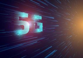 5g symbool met blauw abstract futuristische achtergrond. 5e generatie van draadloze internet verbinding. digitaal globaal netwerk hoge snelheid technologie concept. vector