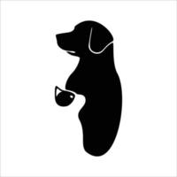 kat en hond silhouet logo ontwerp. pot en puppy icoon, teken en symbool. vector