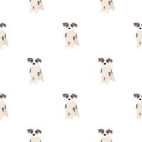 schattige honden jack russell terrier. fanatieke dieren. vector hand getekende naadloze patroon. perfect voor baby, kinderkleding, printontwerp, textiel. witte achtergrond.