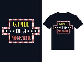 walvis van een migraine illustraties voor drukklare t-shirts ontwerp vector