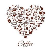 vector koffiehuis cafe hart poster koffie cups