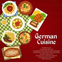 Duitse keuken restaurant voedsel menu Hoes bladzijde vector