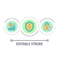 financieel fonds veiligheid lus concept icoon. bescherming van investering. bank account en onderhoud abstract idee dun lijn illustratie. geïsoleerd schets tekening. bewerkbare hartinfarct. vector