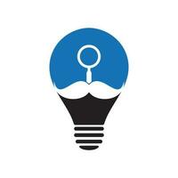 zoeken snor lamp vorm concept logo ontwerp sjabloon. snor en loupe voor een detective spion logo ontwerp. vector