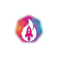 raket brand logo ontwerp. brand en raket logo combinatie. vlam en vliegtuig symbool of icoon. vector