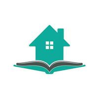 boek huis logo ontwerp sjabloon. huis en boek logo vector icoon