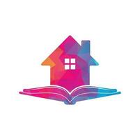 boek huis logo ontwerp sjabloon. huis en boek logo vector icoon