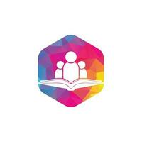 boek en mensen logo concept. onderwijs logo, mensen en boek icoon. vector