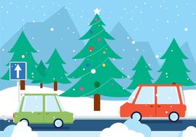 Gratis Kerst Vector Road Landscape