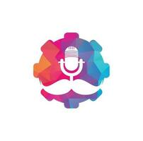 sterk podcast uitrusting vector logo ontwerp sjabloon. heer podcast logo ontwerp sjabloon. snor podcast icoon.