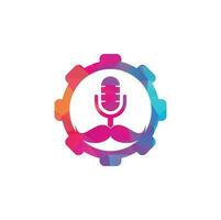 sterk podcast uitrusting vector logo ontwerp sjabloon. heer podcast logo ontwerp sjabloon. snor podcast icoon.