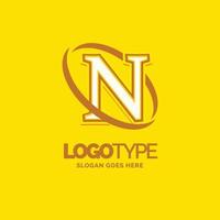 n logo sjabloon. geel achtergrond cirkel merk naam sjabloon plaats voor slogan. creatief logo ontwerp vector