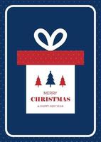 gemakkelijk vrolijk Kerstmis en nieuw jaar kaart met Kerstmis bomen en geschenken. vector illustratie