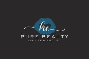 eerste hc waterverf lippen premade logo ontwerp, logo voor bedenken artiest bedrijf branding, blozen schoonheid winkel logo ontwerp, schoonschrift logo met creatief sjabloon. vector