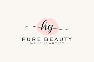 eerste hg waterverf lippen premade logo ontwerp, logo voor bedenken artiest bedrijf branding, blozen schoonheid winkel logo ontwerp, schoonschrift logo met creatief sjabloon. vector