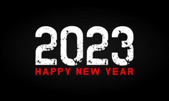 gelukkig nieuw jaar 2023. grunge belettering Aan zwart achtergrond geïsoleerd vector