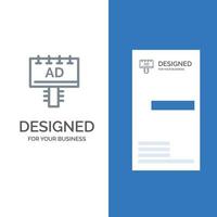 advertentie bord reclame uithangbord grijs logo ontwerp en bedrijf kaart sjabloon vector