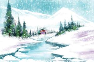 landschap voor winter en nieuw jaar vakantie Kerstmis kaart achtergrond vector