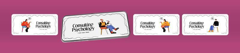 overleg plegen psychologie banners voor mobiel telefoon app vector