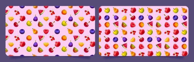 banners sjabloon met patroon van fruit en bessen vector