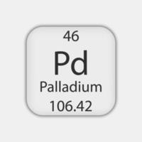 palladium symbool. scheikundig element van het periodiek systeem. vectorillustratie. vector