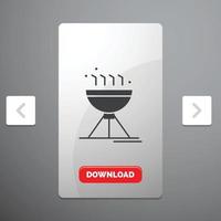 Koken barbecueën. camping. voedsel. rooster glyph icoon vector