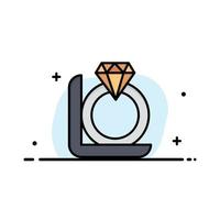 ring diamant geschenk doos bedrijf logo sjabloon vlak kleur vector