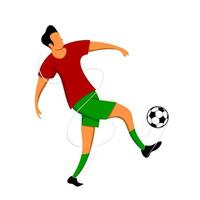 tekenfilm mannetje voetbal speler. vector illustratie