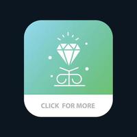 diamant liefde hart bruiloft mobiel app knop android en iOS glyph versie vector