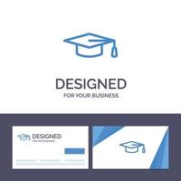 creatief bedrijf kaart en logo sjabloon academisch onderwijs diploma uitreiking hoed vector illustratie