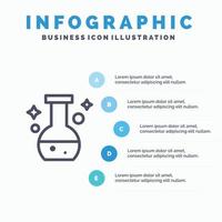 buis fles laboratorium test lijn icoon met 5 stappen presentatie infographics achtergrond vector