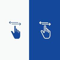 vinger gebaren hand- links Rechtsaf lijn en glyph solide icoon blauw banier lijn en glyph solide icoon blauw vector