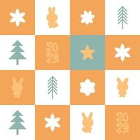 nieuw jaar 2023 naadloos patroon met konijnen en Kerstmis bomen. vector