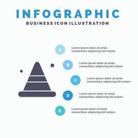 alarm ijshoorntje bouw weg solide icoon infographics 5 stappen presentatie achtergrond vector