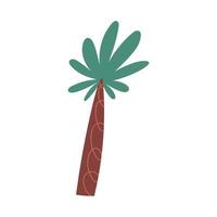 palm boom hand- getrokken vector illustratie geïsoleerd Aan wit achtergrond. tropisch boom in naief vlak stijl. concepten van zomer en strand.