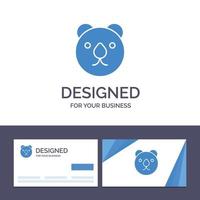creatief bedrijf kaart en logo sjabloon beer hoofd roofdier vector illustratie