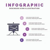 strategisch bedrijf plan planning diagram solide icoon infographics 5 stappen presentatie achtergrond vector