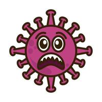 virus emoticon, covid-19 emoji karakter infectie, gezicht vlak tekenfilm stijl vector