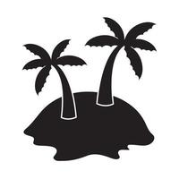 zomer reizen en vakantie eiland palm bomen tropisch in silhouet stijl geïsoleerd icoon vector