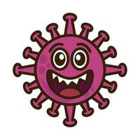 virus emoticon, covid-19 emoji karakter infectie, gezicht gelukkig vlak tekenfilm stijl vector