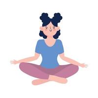 jong vrouw beoefenen meditatie yoga geïsoleerd ontwerp icoon wit achtergrond vector