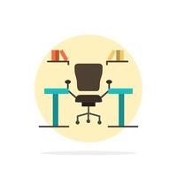 tafel bedrijf stoel computer bureau kantoor werkplaats abstract cirkel achtergrond vlak kleur icoon vector